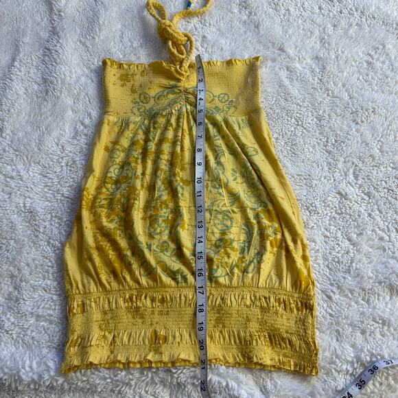 MUDD Vintage Y2K Yellow Halter Graphic Top Womens in Side Medium Cotton Blend - Picture 4 of 5